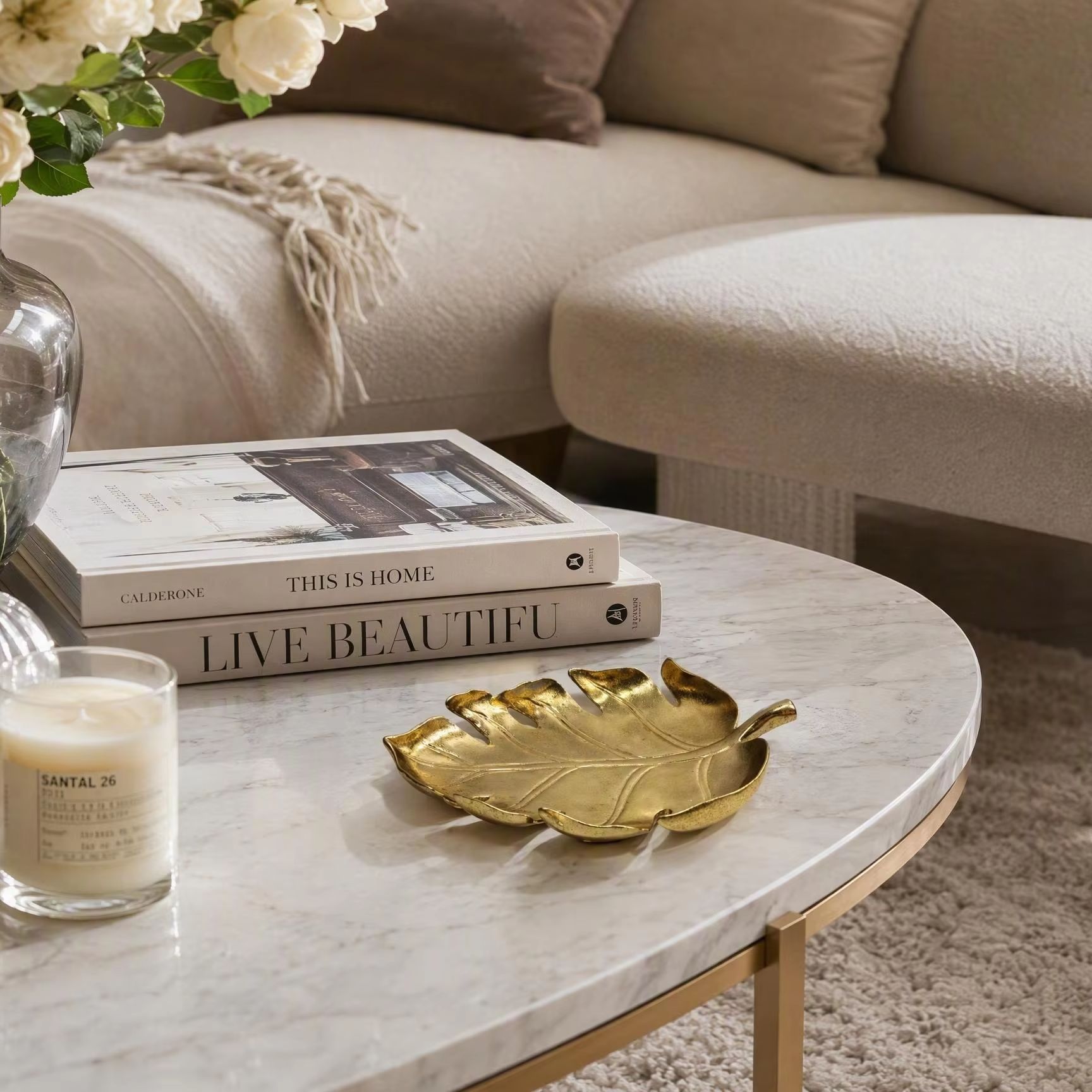 Luxury Lifestyle Items - Light Luxury Golden Leaf Storage Tray,